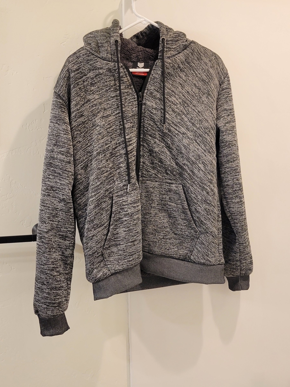Men's Gray Marled Fleece Lined Zip-Up Hoodie Sweater